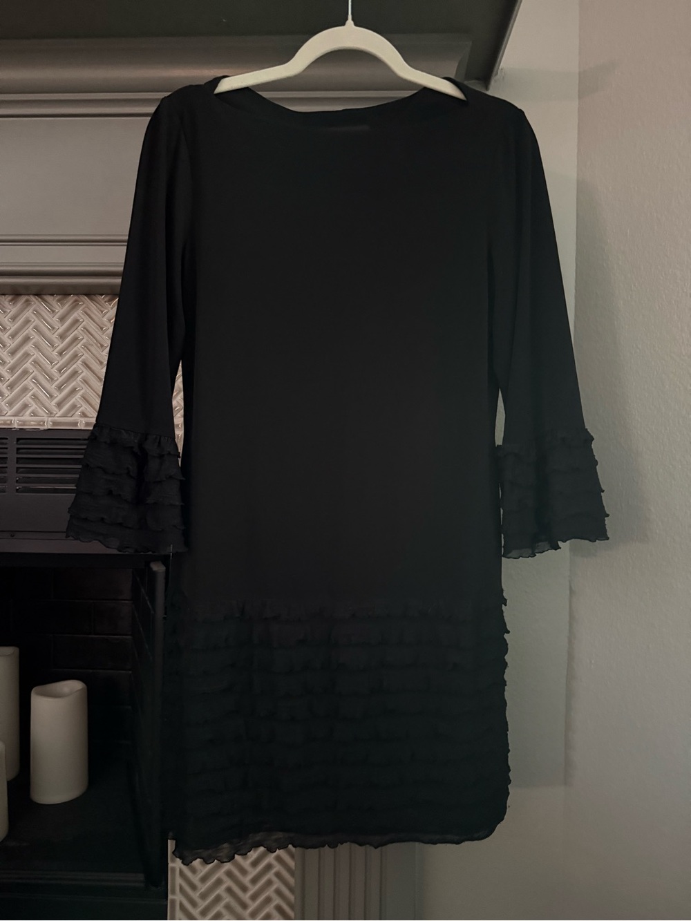 Donna Morgan Black Ruffle Shift Dress